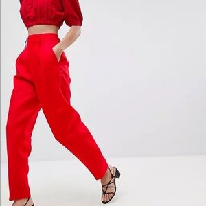 NWT red 100% linen trousers from Mango